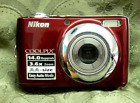 NIKON COOLPIX L24 POINT AND SHOOT DIGITAL CAMERA 14MP RED FOR PARTS OR REPAIR