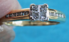 Vintage RING 18ct Gold 0.25ct Emerald Cut Natural Diamond Set Size J FREEPOST