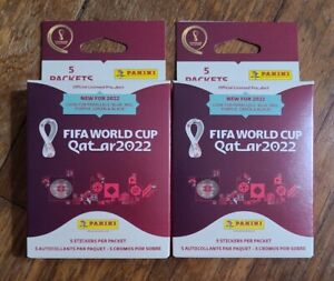 sealed FIFA WORLD CUP Qatar 2022 PANINI Stickers 5 Packets per box - lot of two