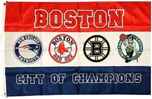 Boston City of Champions Sport Teams House Garden Flag Wall Banner 3x5Feet