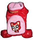 Dog Cat Clothes Apparel Coat Pants Overall Snowsuit Warm Winter + Backpack RED