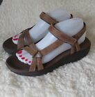 Skechers Shape Ups Sandals Women's Size 9 Walking Shoes Toning Brown Leather New