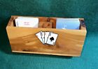 Vintage Cedar Playing Cards Storage Rack  with 2 Decks - Whiteface Mtn NY Souvnr