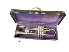 Buescher True Tone Trumpet Silver w/original case, mouthpiece, holder