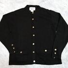Vintage A Tally Ho Womens Sweater Cardigan Black XL Button Up Pockets Sweatshirt