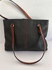 Fossil Soft Pebbled Black Leather Tote Shoulder Bag Zip Top And Snap 75082