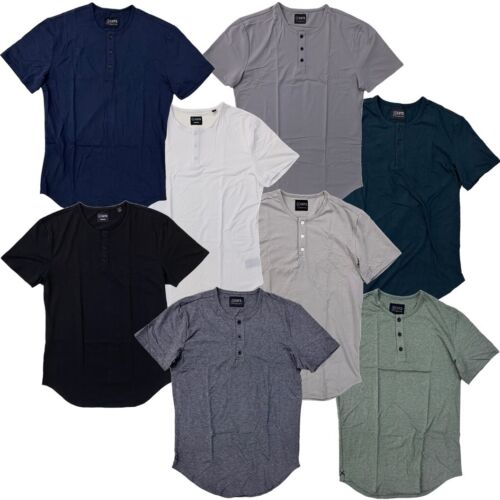 Cuts Clothing Men's Elongated Hem Henley Signature Fit 4-Way Stretch Tee T-Shirt