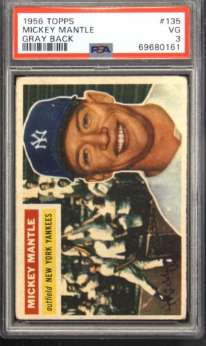 New Listing1956 Mickey Mantle Topps #135 Gray Back PSA 3