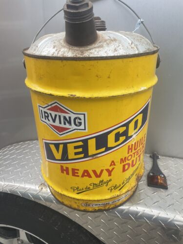 Vintage Irving Oil Inc. Velco Heavy Duty Motor Oil 5 Gallon Can RARE