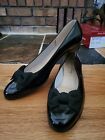 Salvatore Ferragamo Womens Shoes Size 10 AA Black Patent Leather Flat W Bow New