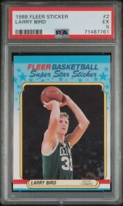 1988-89 Fleer Sticker Larry Bird #2 PSA 5 - Boston Celtics - Super Star Sticker