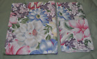 Vintage Springmaid Queen Flat Sheet and 2 Standard Pillowcases Blue Floral