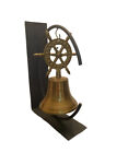 Enesco Solid Brass Bell Ship Wheel Nautical Heavy Metal Display Stand