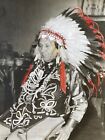 Vintage Photograph of Native American Indian Chief Hand Tinted