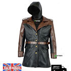MEN LEATHER TRENCH COAT ASSASIN'S CREED HALLOWEEN Trench Coat with Hood