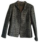 lafayette 148 New York rich black silver contemporary brocade sleek jacket Sz 12
