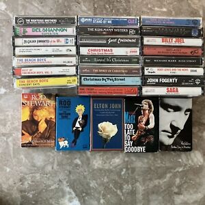 Vintage Cassette Tapes Lot Of 28 Rock Pop, 60s 80s Christmas Journey Billy Joel