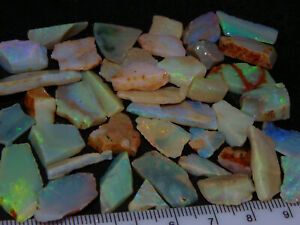 Nice Sliced/Rough Coober Pedy Opal 148.5cts Crystal/Milky Seam Material NR lot