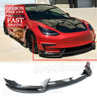 For Tesla Model 3 17-2023 V Style Carbon Fiber Front Bumper Lip Splitter Spoiler (For: Tesla 3)