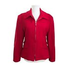 Vintage Braebrook Wool Jacket Womens M Red Zip Front Blazer pockets Casual