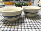 Roseville Pottery Two 1 Quart Mixing/Serving Bowls - Blue Stripes