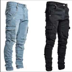 Men's Ripped Skinny Jeans Stretch Trousers Casual Slim Daily Chic Denim Pants