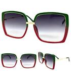 OVERSIZED Exaggerated Vintage Retro Style SUNGLASSES Large Big Green & Red Frame