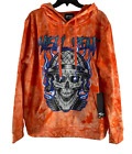 Hell Sent Skull Orange Tye Dye GFTD Los Angeles Fisk Hoodie Mens Size Medium