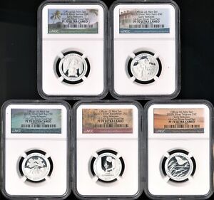 2020-S 5-Coin .999 Silver America The Beautiful Proof Quarter Set *All NGC 70!*