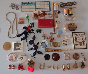 Junk Drawer Lot~*WOW! HUGE OLD ANTIQUE JEWELRY Christmas 1940s-80s Estate Prizes