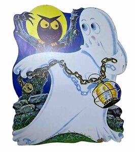 Vintage Dennison Die Cut Ghost & Owl Wall Decor Halloween Party School