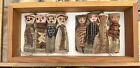 8 Vintage Peru Chancay Burial Textile Dolls in Glass Fronted Case