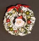 Vintage Style Bottle Brush Tree Wreath w/ Santa Picture in the Middle Ornament