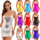 Womens Metallic Mini Dress Wet Look Lingerie Bodycon Dress Party Dress Clubwear