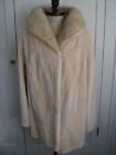 Sheared White Beaver Fur Coat with Blonde Azurine Mink Fur Collar Bridal Size M