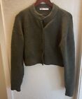 Zara Sweater Womens Small Green Knit Button Up Cardigan Cropped Oversized Large