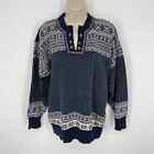 Dale of Norway VINTAGE Fair Isle Henley Cotton Sweater Mens Sz S Blue White
