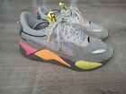 PUMA RS-X Highlighter Grey Pink Yellow 384710 01 Mens Size 11.5