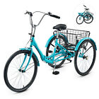 Secondhand 26 Inch Folding Adult Tricycle 7 Speed 3 Wheel Bike for Adults Teal
