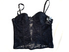 NWT New Black Lace Bustier Corset Padded Cup Women size 34C C cup M Underwire