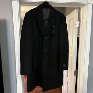 LAUREN RALPH LAUREN Mens Black Overcoat 42 Regular Brand New Cashmere Blend