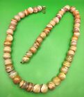 Vintage Chunky MARBLE STONES Beaded Necklace in Gold Tone
