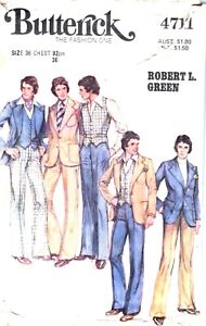 Butterick 4711  vintage 70s men's 3 piece suit pattern size 36 Robert L Green