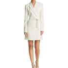Theory Belted Blazer Dress 6 White Mini Double Breasted Long Sleeve Chic Office