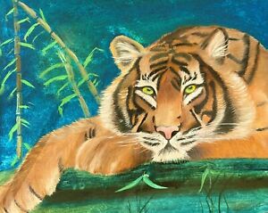 New ListingTiger Painting Animal Portrait .Original Art Oil