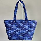 Baggallini Tote Quilted Blue Camo Large Double Handle Washable EUC Pool Beach EC