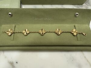 100% Auth Van Cleef & Arpels Vintage Alhambra 5 Motifs Yellow Gold Bracelet NIB