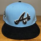 New Era Atlanta Braves 59Fifty Blue Black Corduroy Brim MLB Fitted Cap Hat 7 3/4