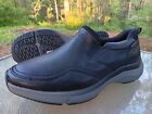 Mens Clarks Wave 2.0 Edge Slip On Black Leather Waterproof Shoes Size 11 Wide