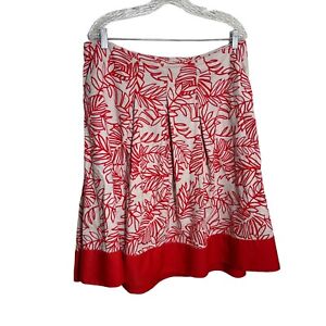 Lane Bryant Skirt Women's 16 Linen Cotton Blend Floral Pleated Red